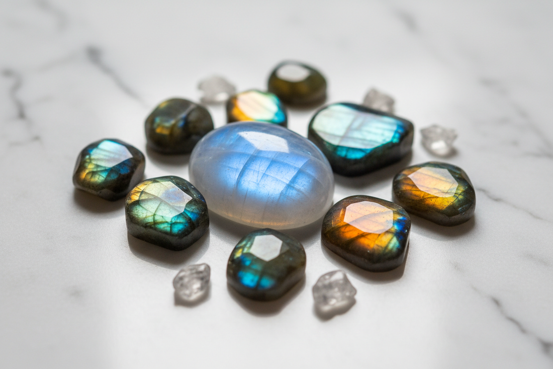 Mohs Hardness 6 to 6.5: Feldspar, Moonstone and Labradorite