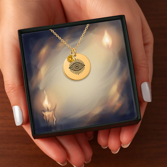 Evil Eye Coin Necklace with Birthstone — the perfect personalized gift for every occasion