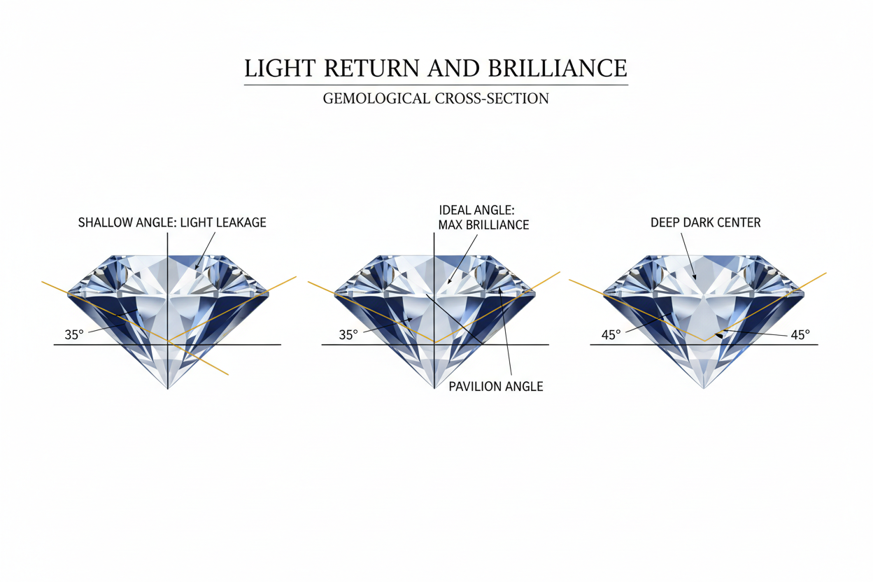 Diamond Pavilion Angle: What It Is & the Optimal Range Guide – Gem Ritual