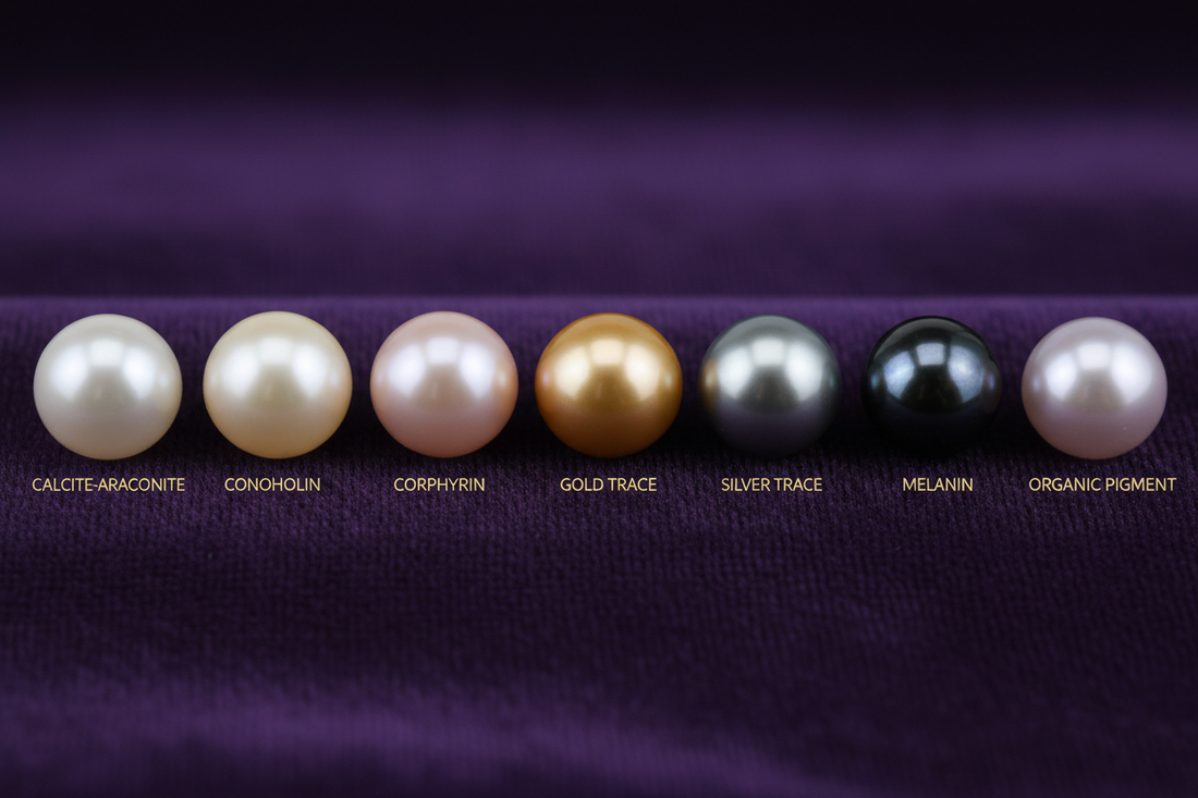 Pearl Color Cause: Nacre and Pigment Science