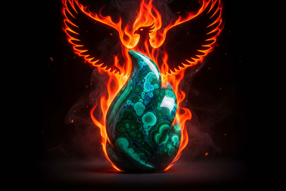 Phoenix Stone (Chrysocolla+Malachite) Pluto Crystal: Death & Rebirth
