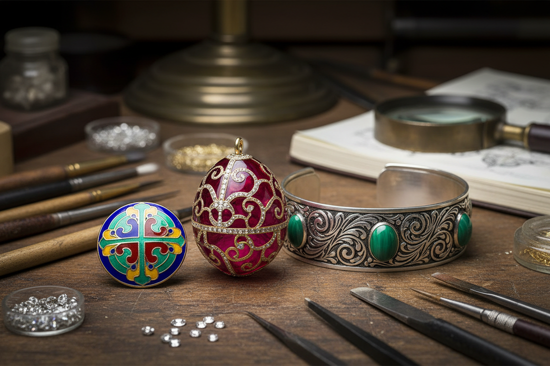 Russian Imperial Jewelry Techniques: Niello & Enamel