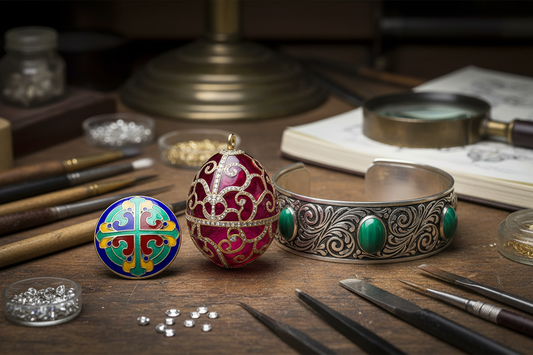 Russian Imperial Jewelry Techniques: Niello & Enamel