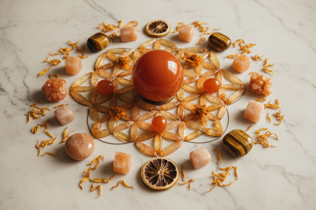 Sacral Chakra Crystal Grid for Abundance and Creative Flow