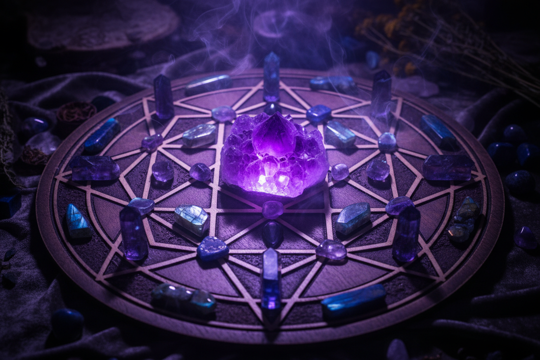 Third Eye Chakra Crystal Grid for Intuition Development