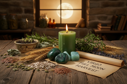 Virgo Full Moon Crystals: Harvest Rituals & Practical Magic