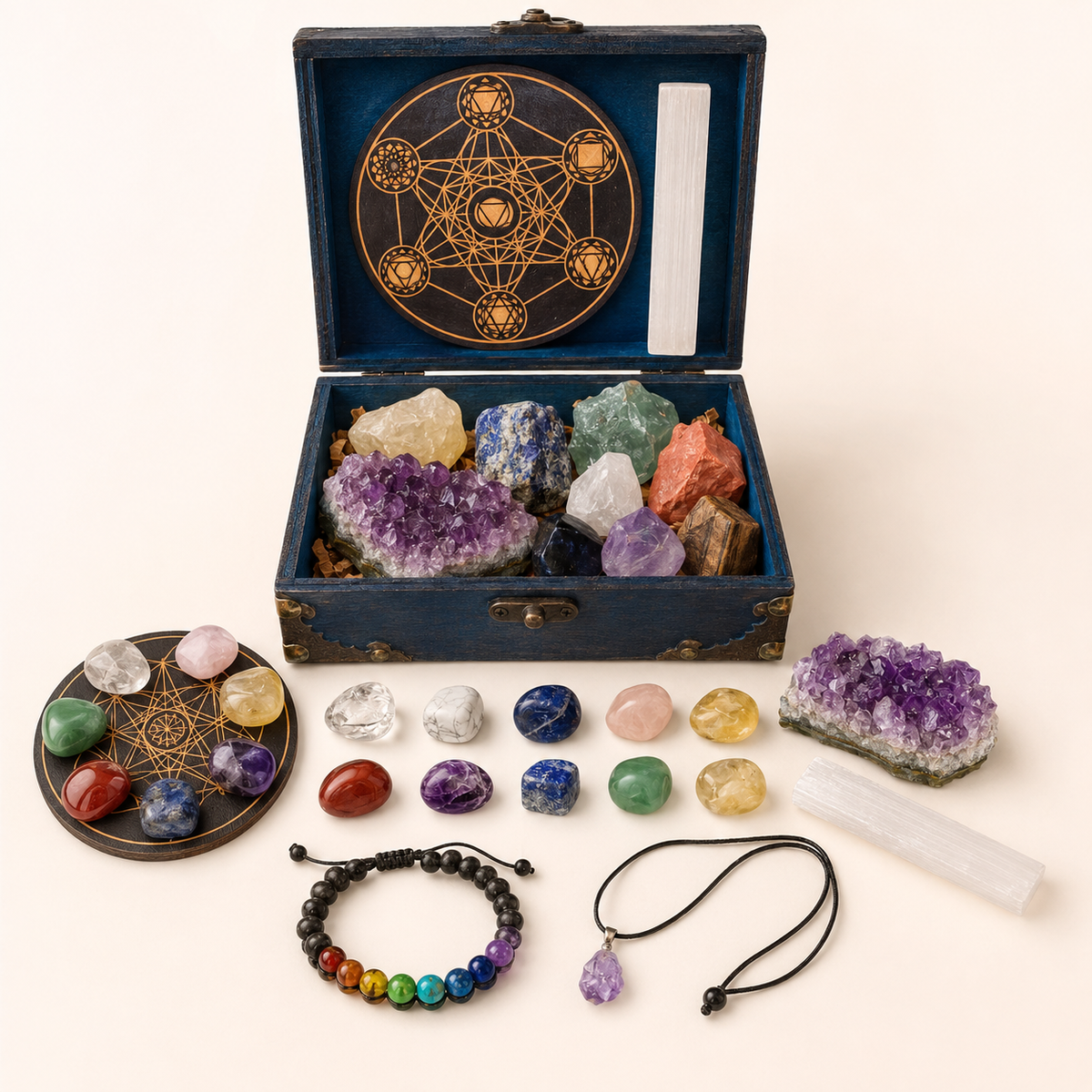 Natural Crystal Healing Seven-color Crystal Set