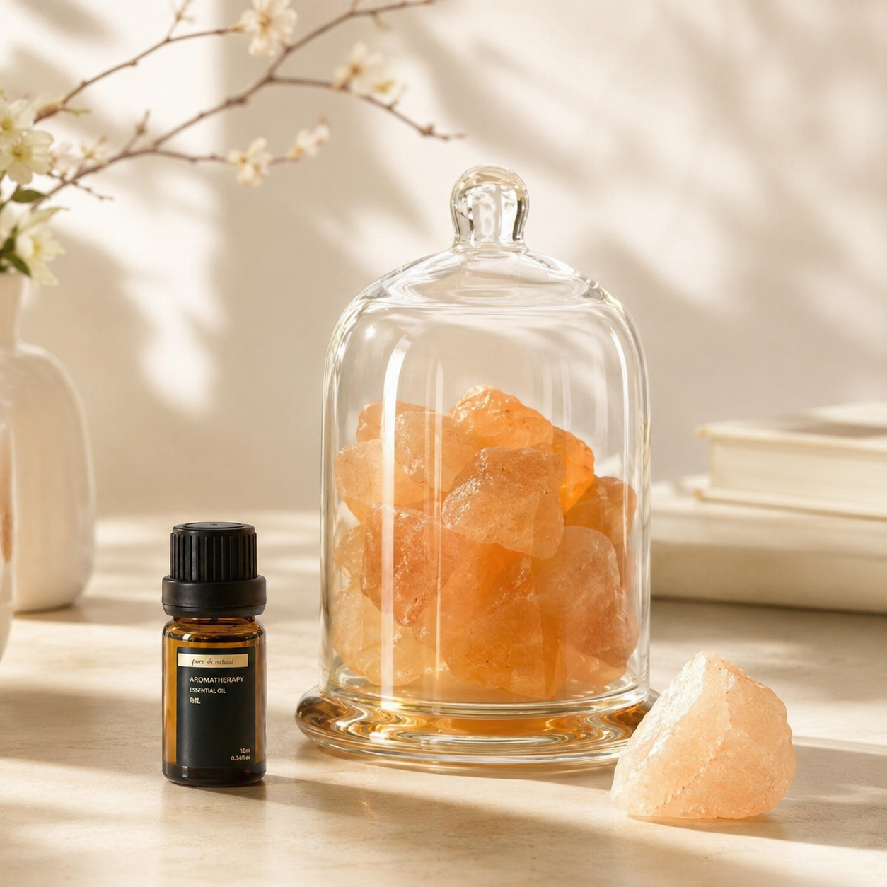 Crystal Stone Aromatherapy Gift Box | Orange Edition | Flameless Diffuser with Plant Essential Oil