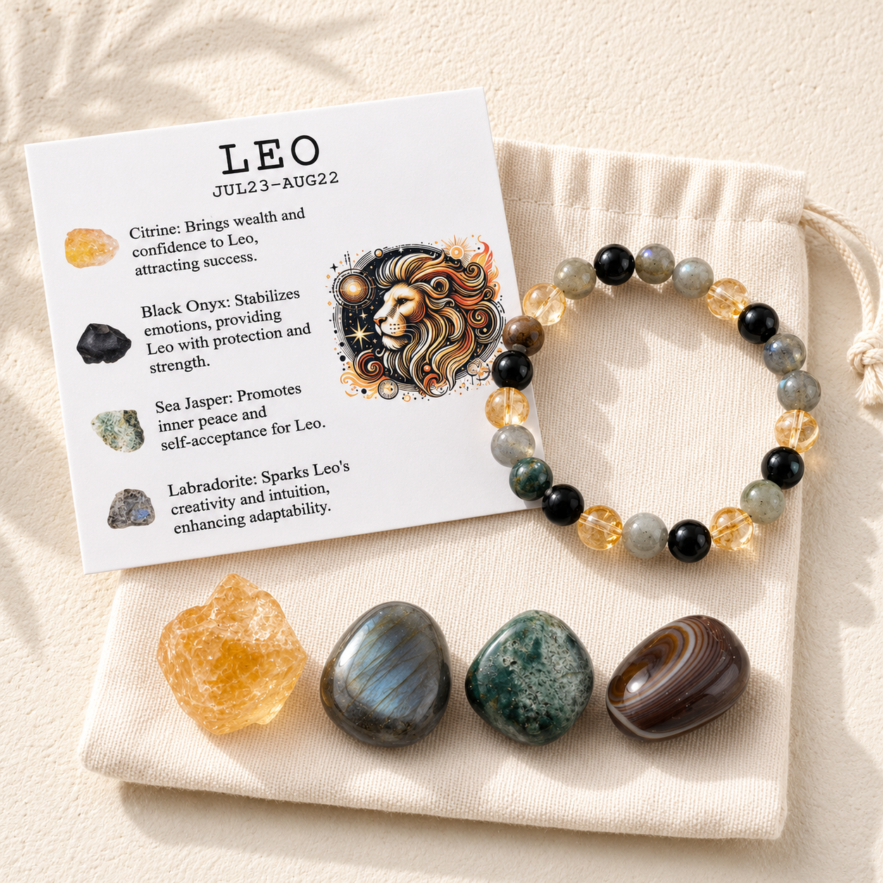 Zodiac Crystal Rough Stone Bracelet | All 12 Signs
