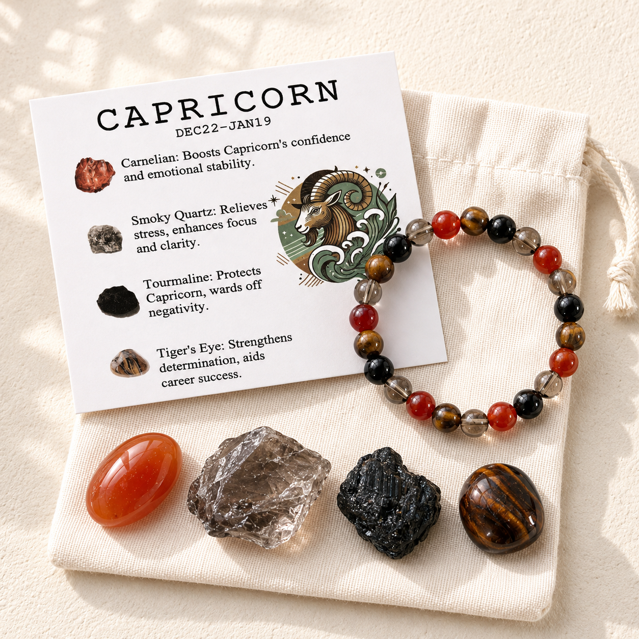 Zodiac Crystal Rough Stone Bracelet | All 12 Signs