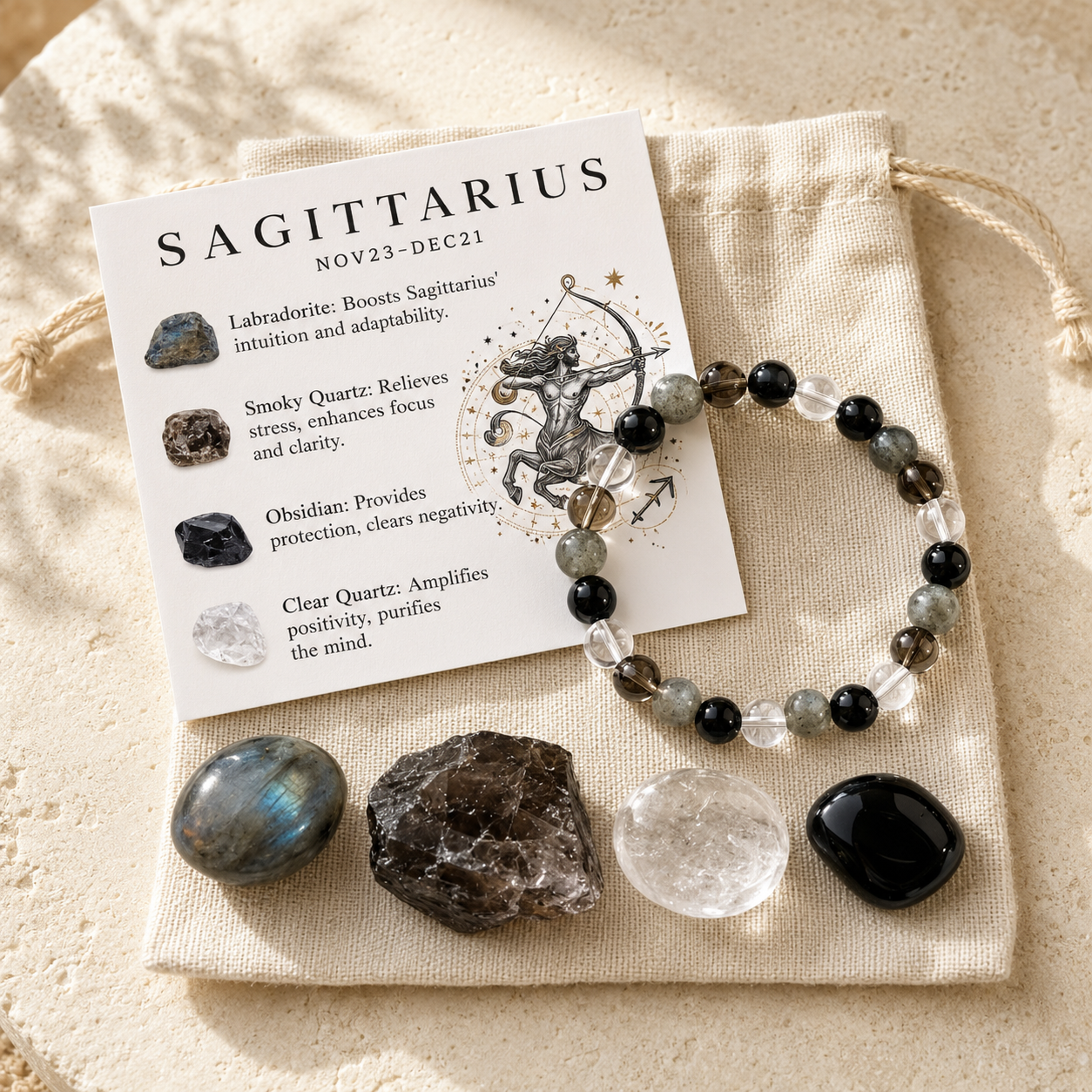 Zodiac Crystal Rough Stone Bracelet | All 12 Signs