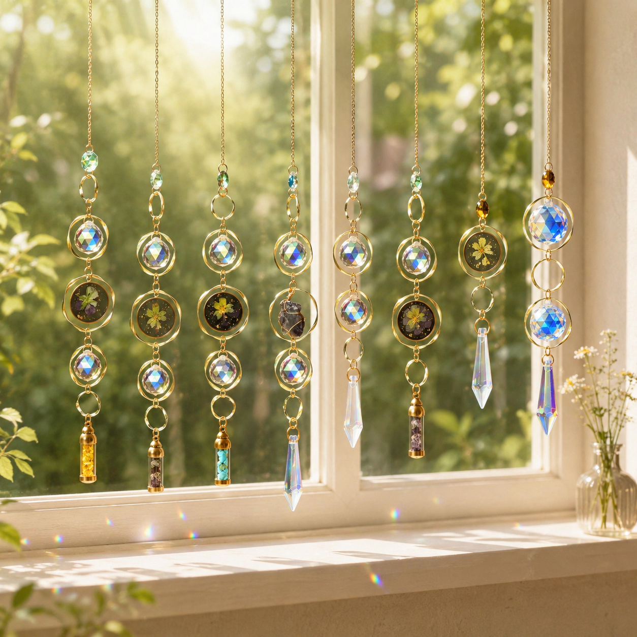 Crystal Sun Catcher Wind Chime | Natural Crystal Hanging Decoration