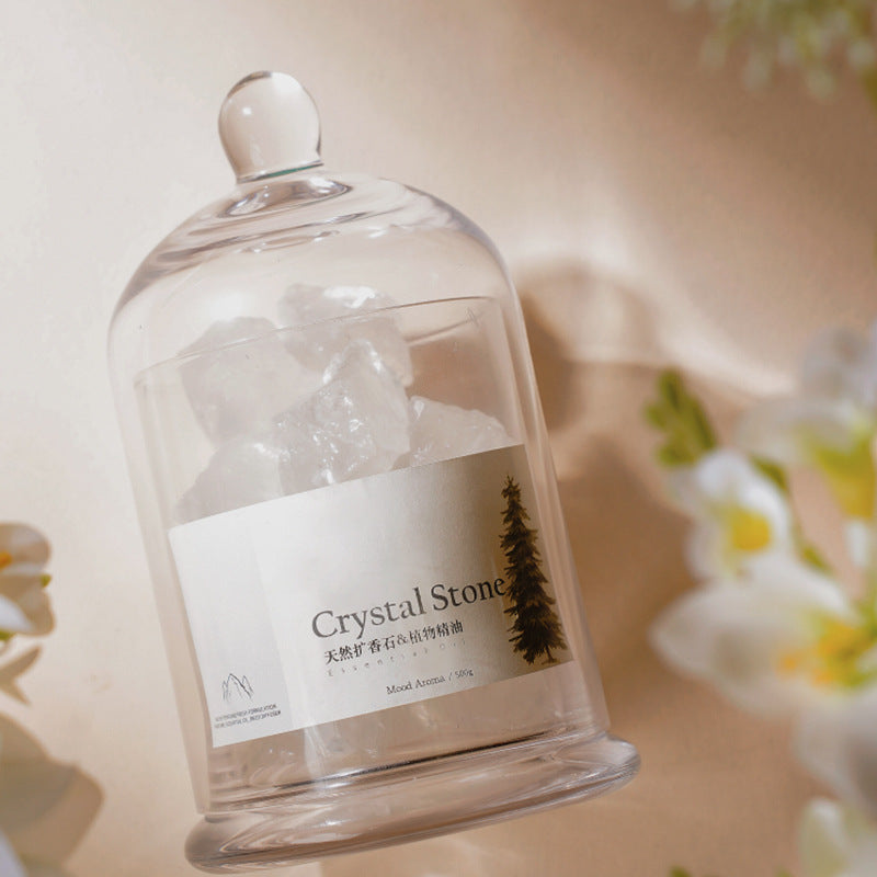 Crystal Stone Aromatherapy Gift Box | White Edition | Flameless Diffuser with Plant Essential Oil