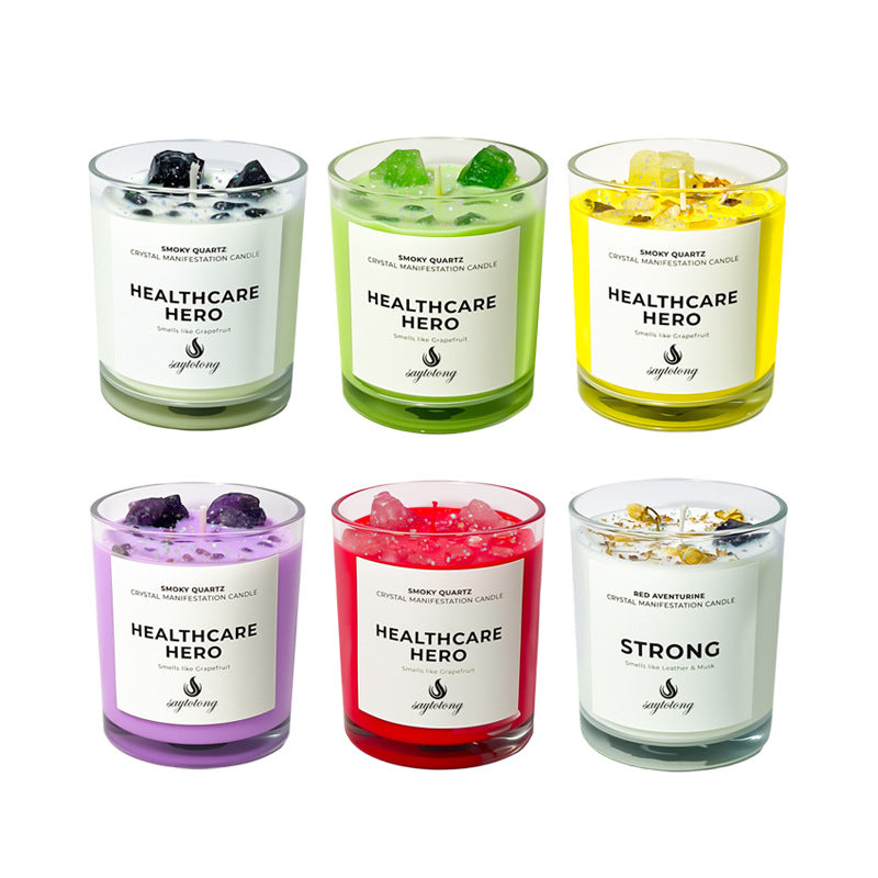 Crystal & Dried Flower Soy Candle | 6 Healing Scents