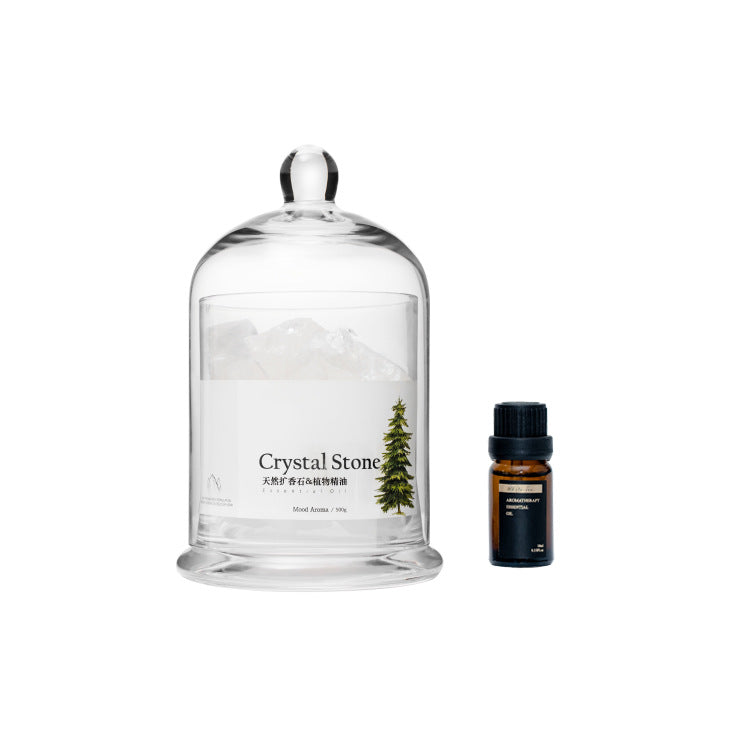 Crystal Stone Aromatherapy Gift Box | White Edition | Flameless Diffuser with Plant Essential Oil