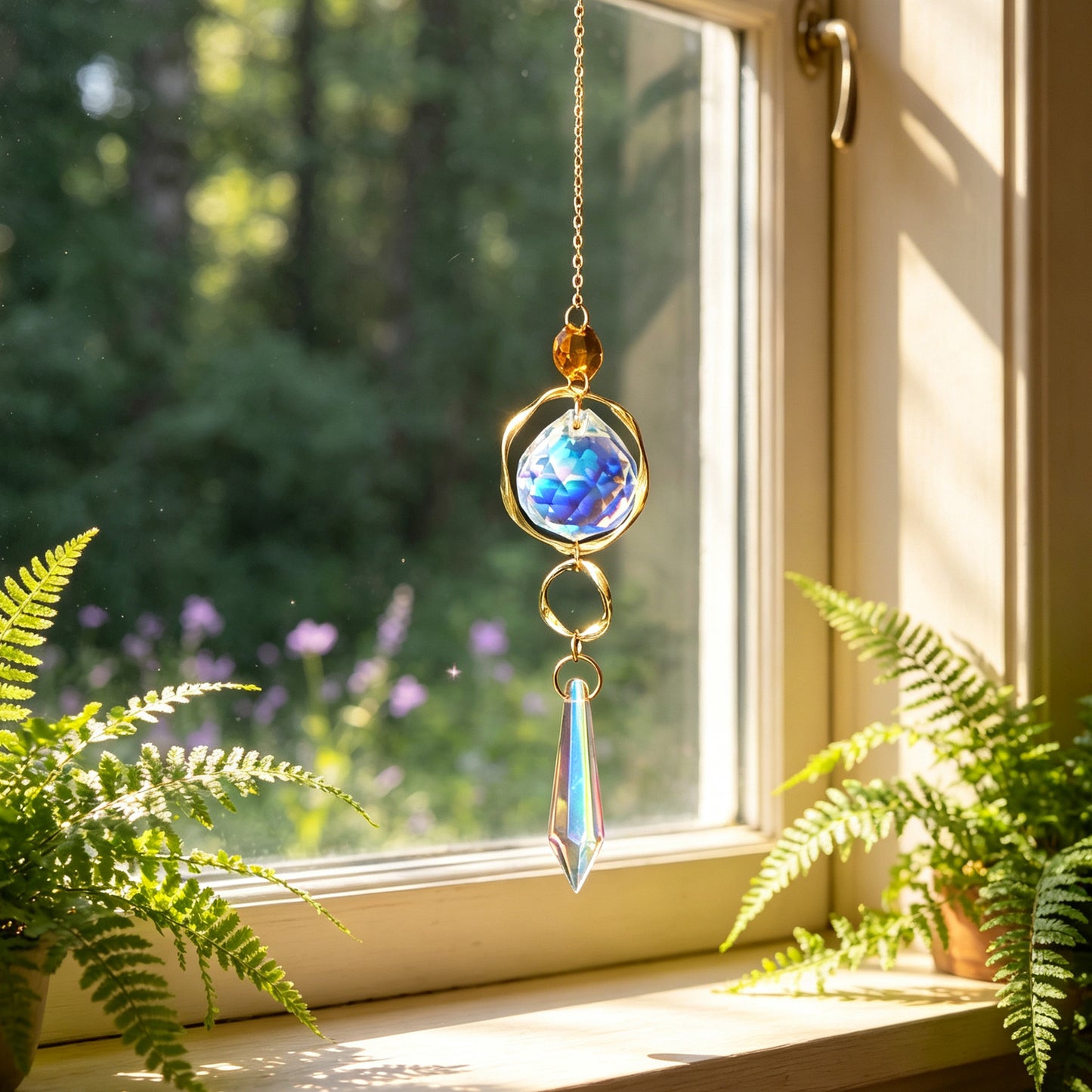 Crystal Sun Catcher Wind Chime | Natural Crystal Hanging Decoration