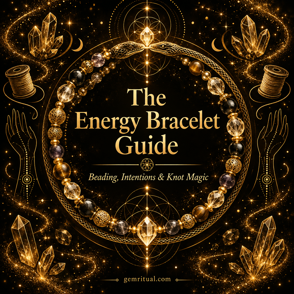 The Energy Bracelet Guide cover with gold text on deep black background