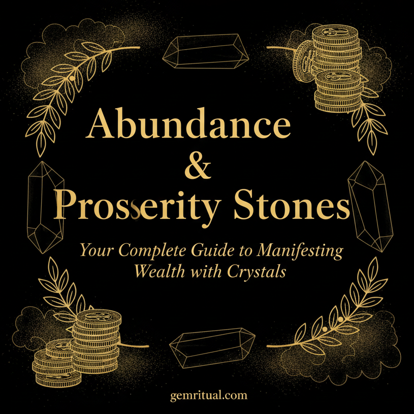Abundance and Prosperity Stones guide cover with gold text on black background