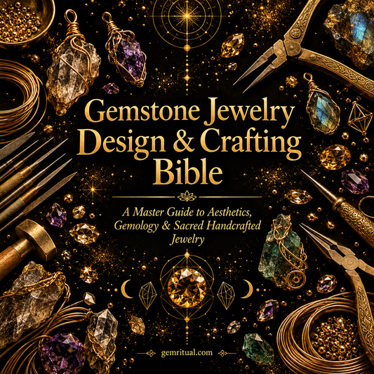 The Gemstone Jewelry Design and Crafting Bible cover with gold text on deep black background